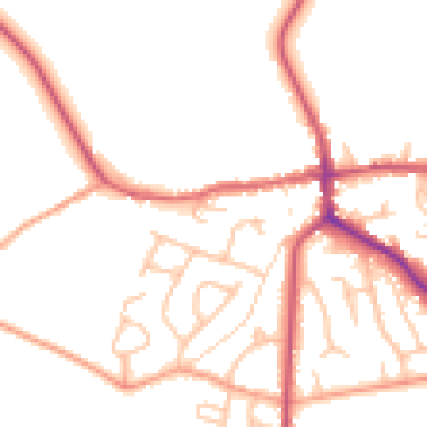 Daytime road noise heatmap for ST21 6BX