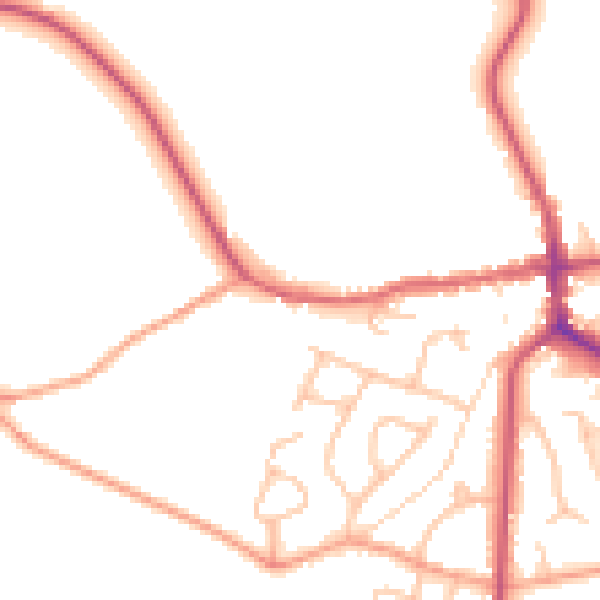 Daytime road noise heatmap for ST21 6BY