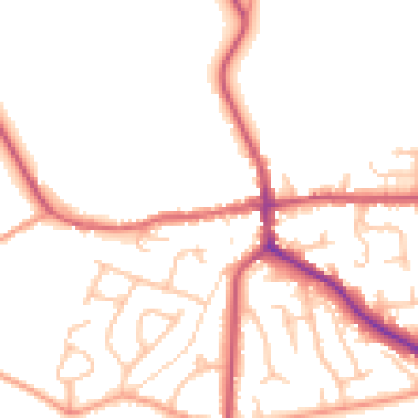 Daytime road noise heatmap for ST21 6BZ
