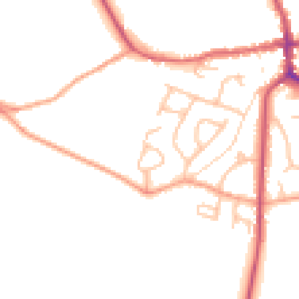 Daytime road noise heatmap for ST21 6DA