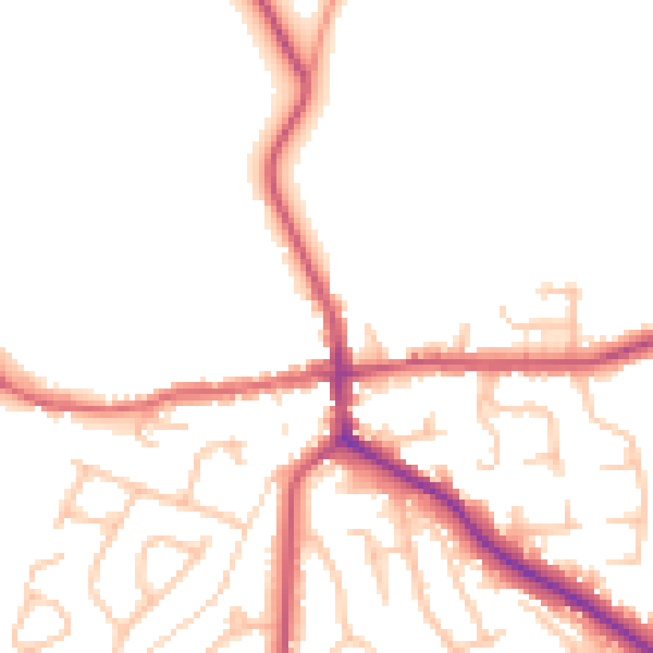 Daytime road noise heatmap for ST21 6DF