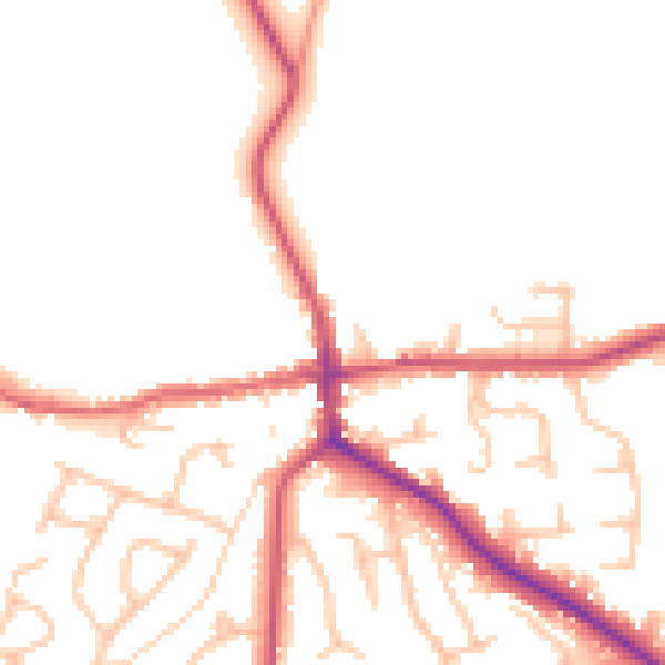 Daytime road noise heatmap for ST21 6DG