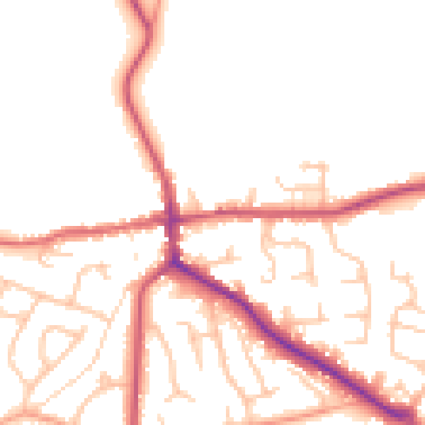 Daytime road noise heatmap for ST21 6DJ