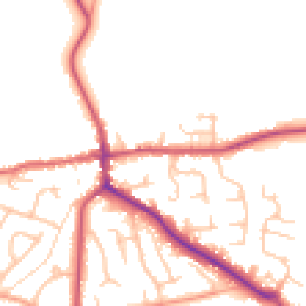 Daytime road noise heatmap for ST21 6DN