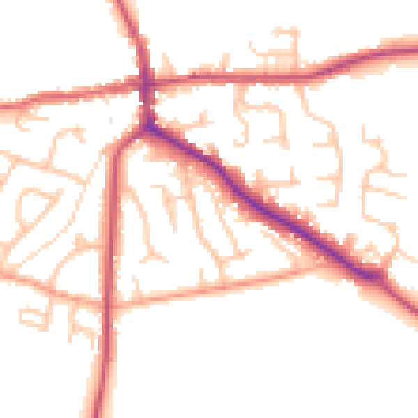Daytime road noise heatmap for ST21 6DP