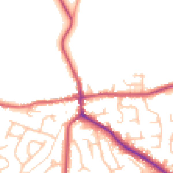 Daytime road noise heatmap for ST21 6DQ