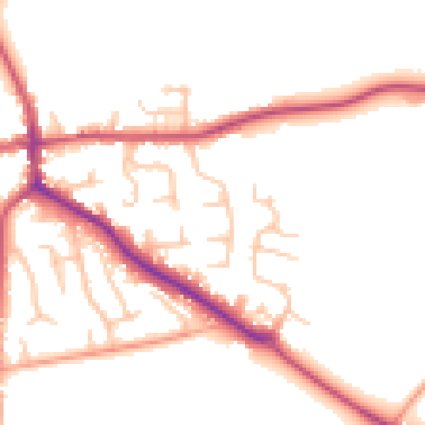 Daytime road noise heatmap for ST21 6DS