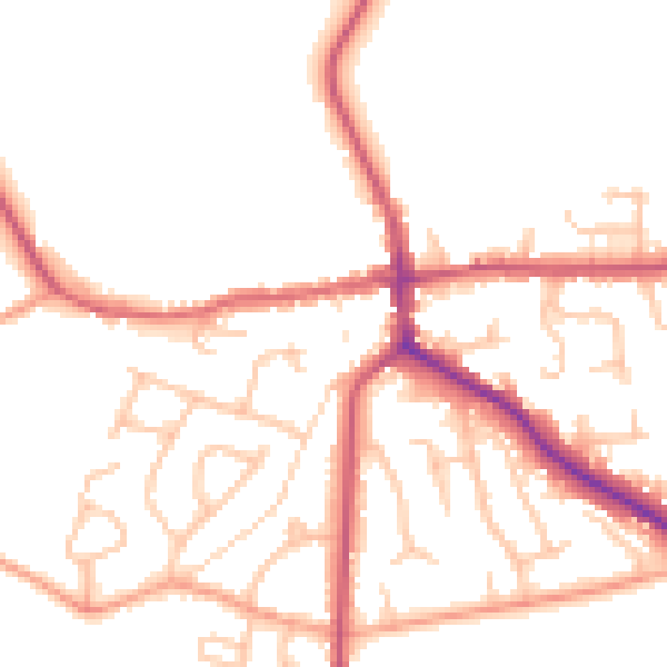 Daytime road noise heatmap for ST21 6DT