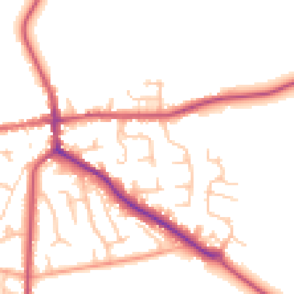 Daytime road noise heatmap for ST21 6DW