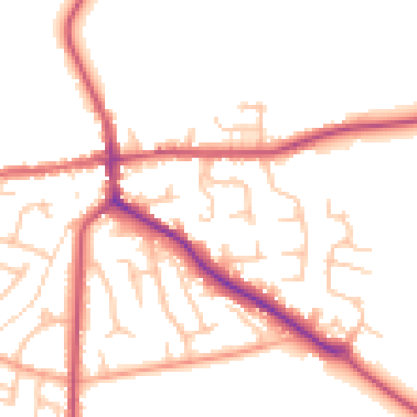 Daytime road noise heatmap for ST21 6DX