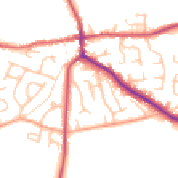 Daytime road noise heatmap for ST21 6EA