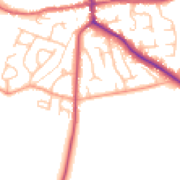 Daytime road noise heatmap for ST21 6ED