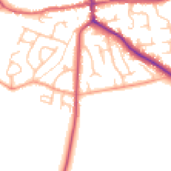Daytime road noise heatmap for ST21 6EE