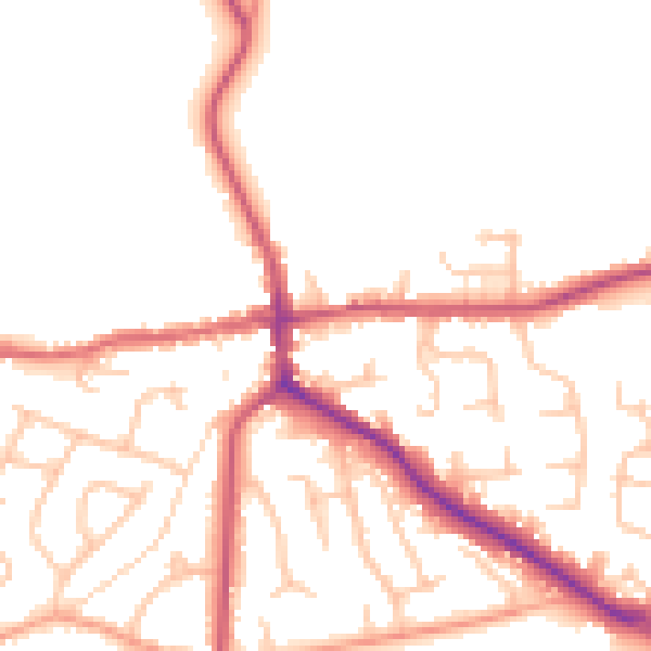 Daytime road noise heatmap for ST21 6EG