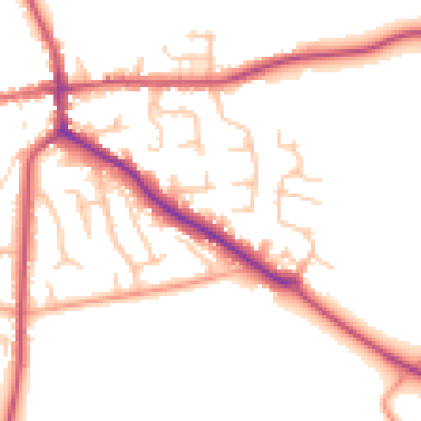 Daytime road noise heatmap for ST21 6JJ