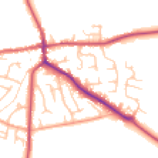Daytime road noise heatmap for ST21 6JZ