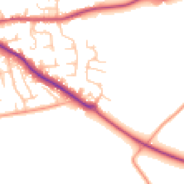 Daytime road noise heatmap for ST21 6LH