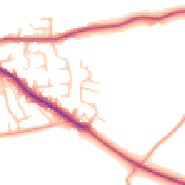 Daytime road noise heatmap for ST21 6LN