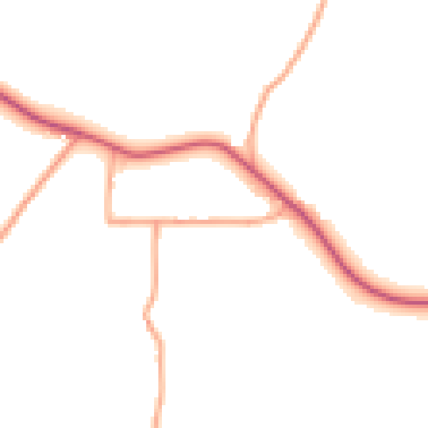 Daytime road noise heatmap for ST21 6NE