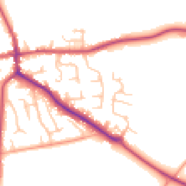 Daytime road noise heatmap for ST21 6SW
