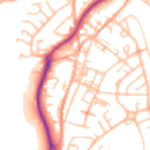 Daytime road noise heatmap for ST8 6AB