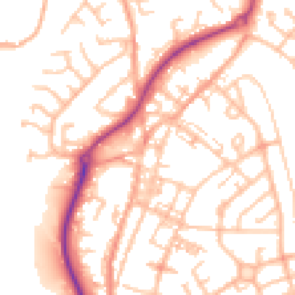 Daytime road noise heatmap for ST8 6AD