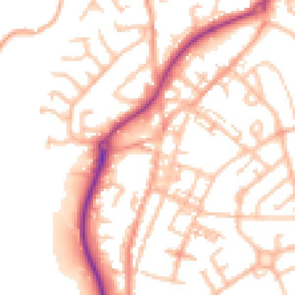Daytime road noise heatmap for ST8 6AF