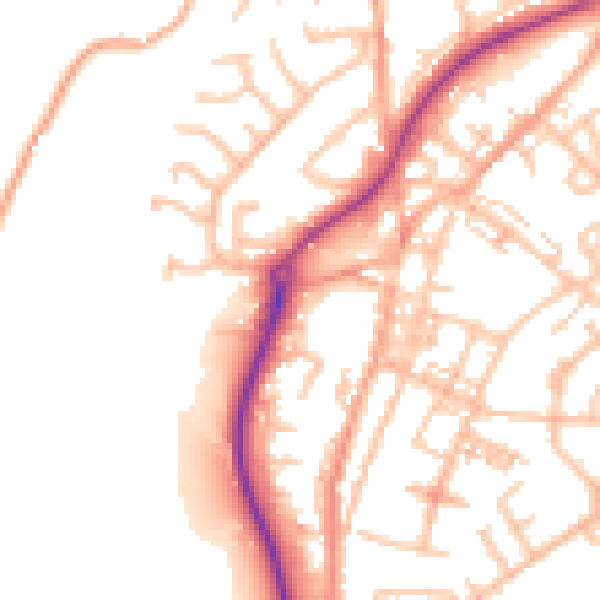 Daytime road noise heatmap for ST8 6AG