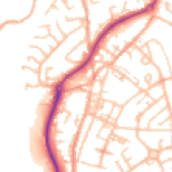 Daytime road noise heatmap for ST8 6AJ