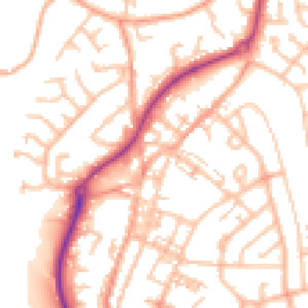 Daytime road noise heatmap for ST8 6AP