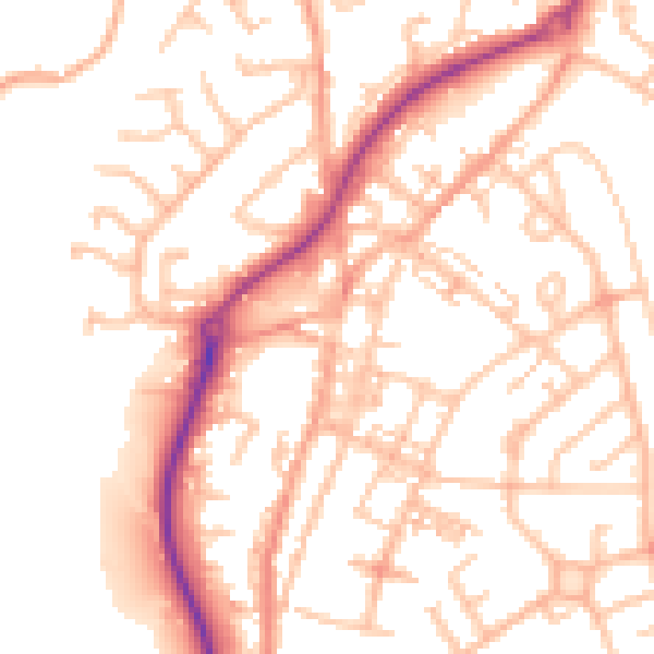 Daytime road noise heatmap for ST8 6AR