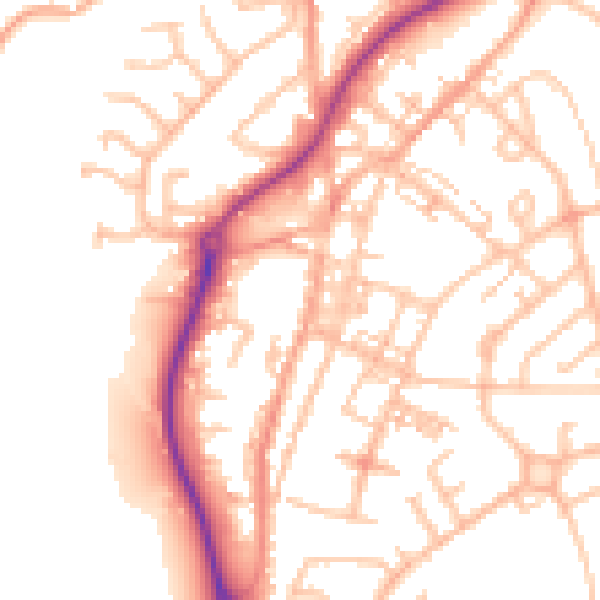 Daytime road noise heatmap for ST8 6AS