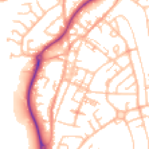 Daytime road noise heatmap for ST8 6AU