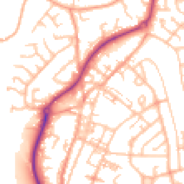 Daytime road noise heatmap for ST8 6AW