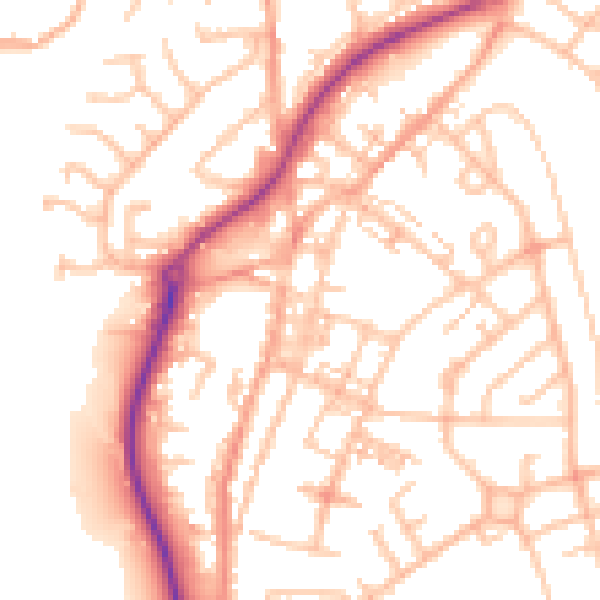 Daytime road noise heatmap for ST8 6AZ