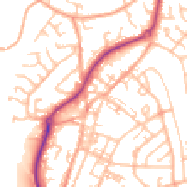 Daytime road noise heatmap for ST8 6BD