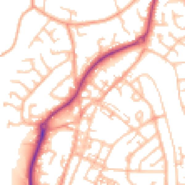 Daytime road noise heatmap for ST8 6BG