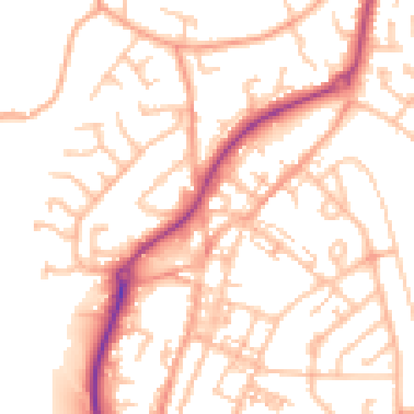 Daytime road noise heatmap for ST8 6BJ