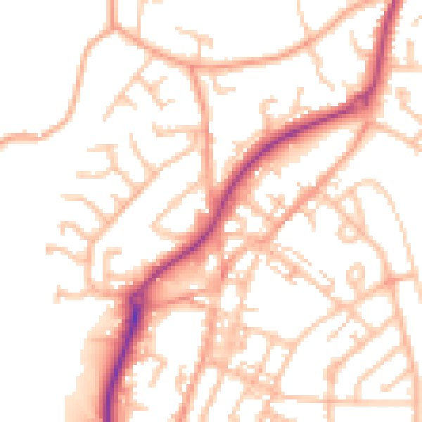 Daytime road noise heatmap for ST8 6BL