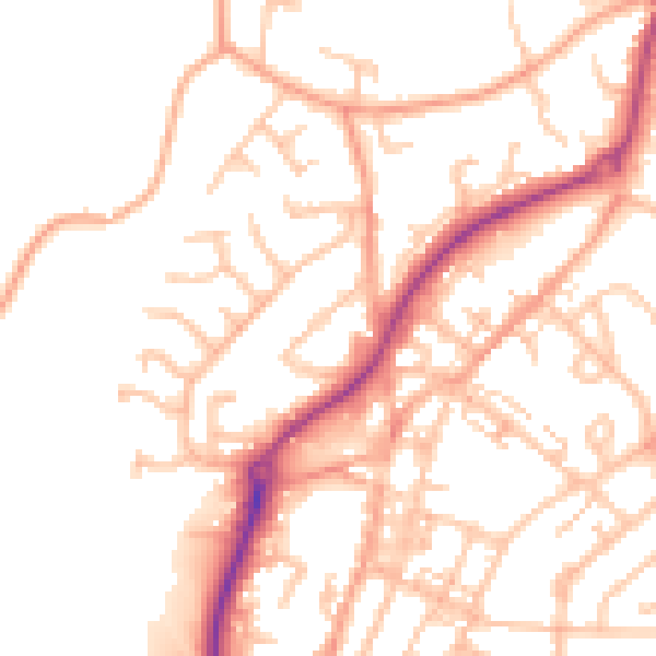 Daytime road noise heatmap for ST8 6BP