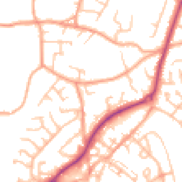 Daytime road noise heatmap for ST8 6BQ