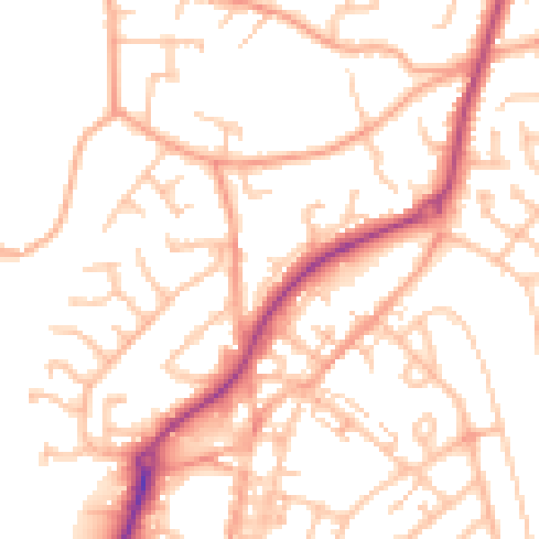Daytime road noise heatmap for ST8 6BX