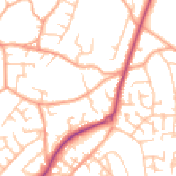Daytime road noise heatmap for ST8 6DB