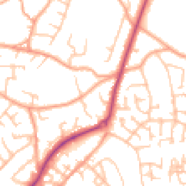 Daytime road noise heatmap for ST8 6DD