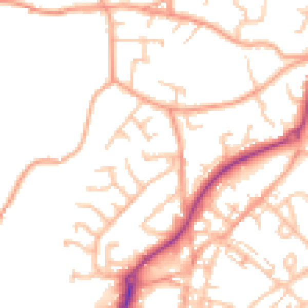 Daytime road noise heatmap for ST8 6DF