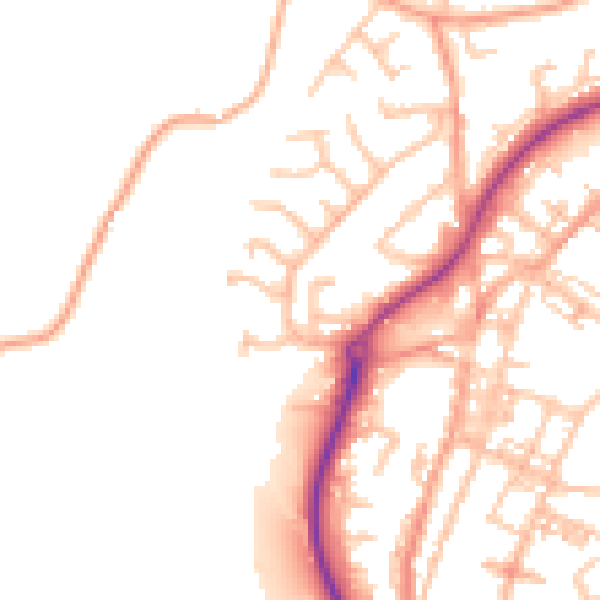 Daytime road noise heatmap for ST8 6DG