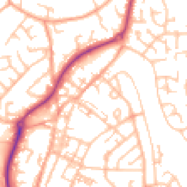 Daytime road noise heatmap for ST8 6DL