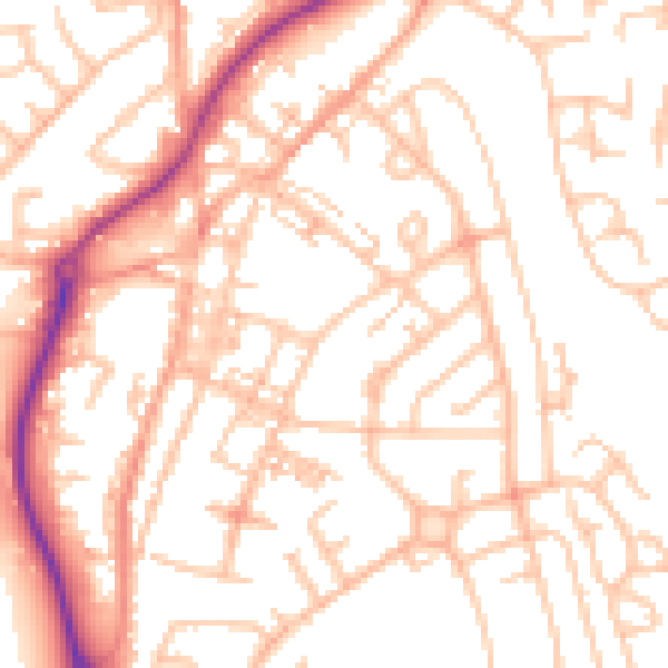 Daytime road noise heatmap for ST8 6DN
