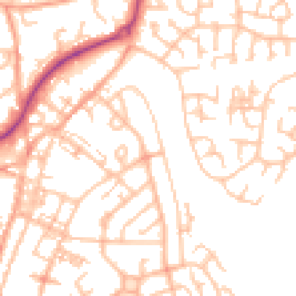 Daytime road noise heatmap for ST8 6DP
