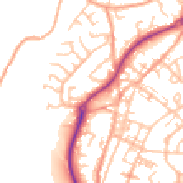Daytime road noise heatmap for ST8 6DS